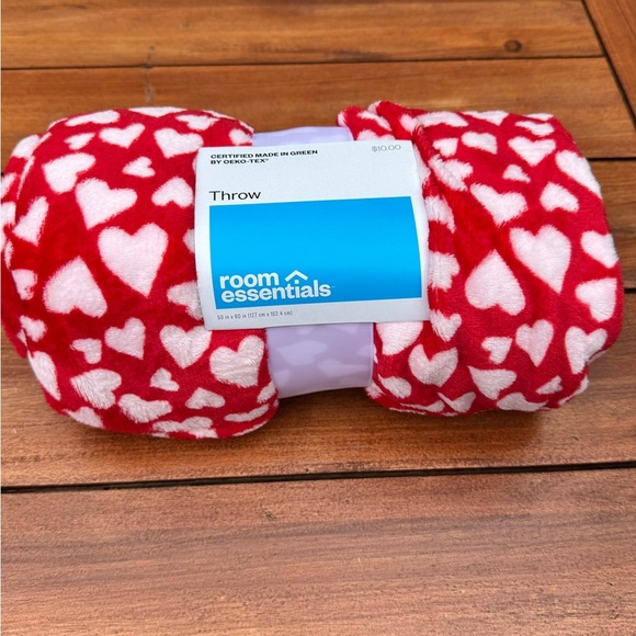 Room Essentials Other - 2 Room Essentials 50in x 60in Red and White Heart Throw Blanket New